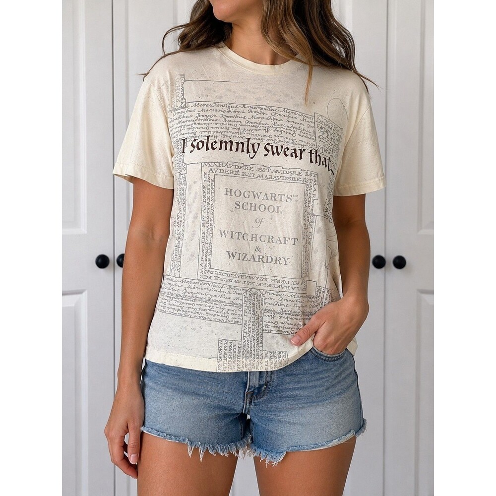 Harry Potter Wizarding World Hogwarts Map Graphic T-Shirt Unisex Medium M
